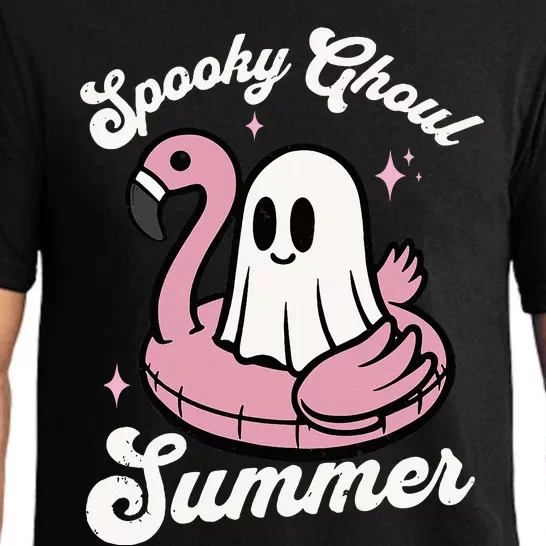 Spooky Ghoul Summer Cute Ghost Flamingo Summer Vibes Beach Pajama Set