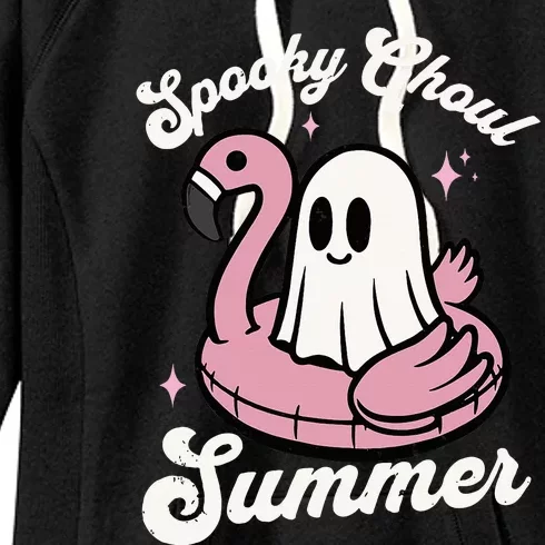 Spooky Ghoul Summer Cute Ghost Flamingo Summer Vibes Beach Women's Fleece Hoodie