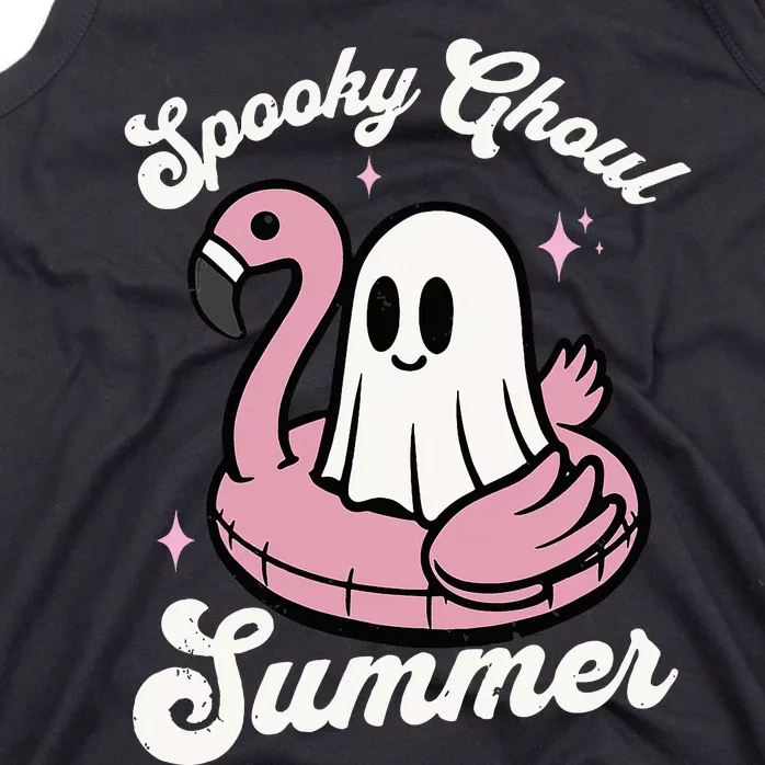 Spooky Ghoul Summer Cute Ghost Flamingo Summer Vibes Beach Tank Top