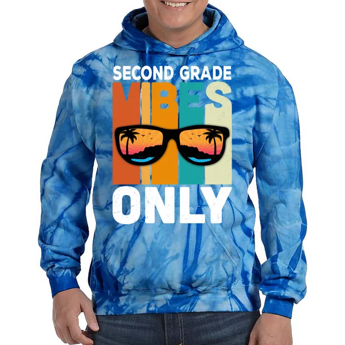 Second Grade Students Vintage Vibes Only Back To School Funny Gift Tie Dye Hoodie