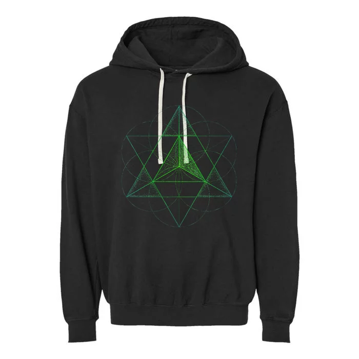 Sacred Geometry Star Tetrahedron Merkaba Garment-Dyed Fleece Hoodie