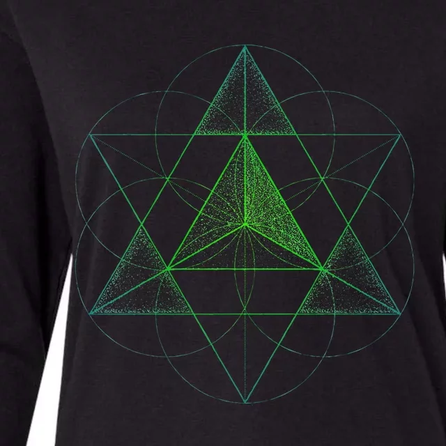 Sacred Geometry Star Tetrahedron Merkaba Womens Cotton Relaxed Long Sleeve T-Shirt