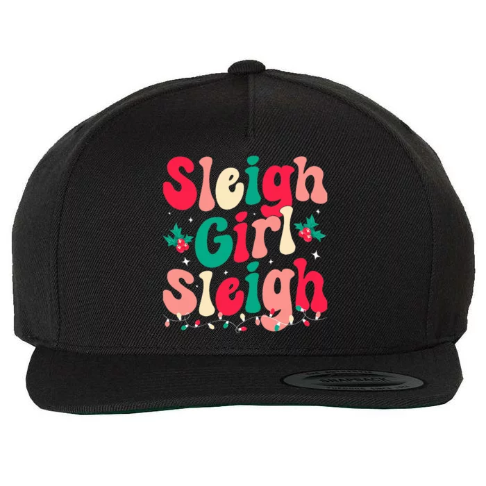 Sleigh Girl Sleigh Christmas Retro Groovy Xmas Pjs Holiday Wool Snapback Cap