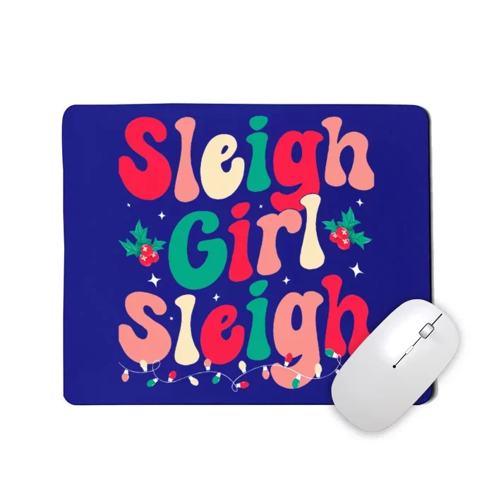 Sleigh Girl Sleigh Christmas Retro Groovy Xmas Pjs Holiday Mousepad