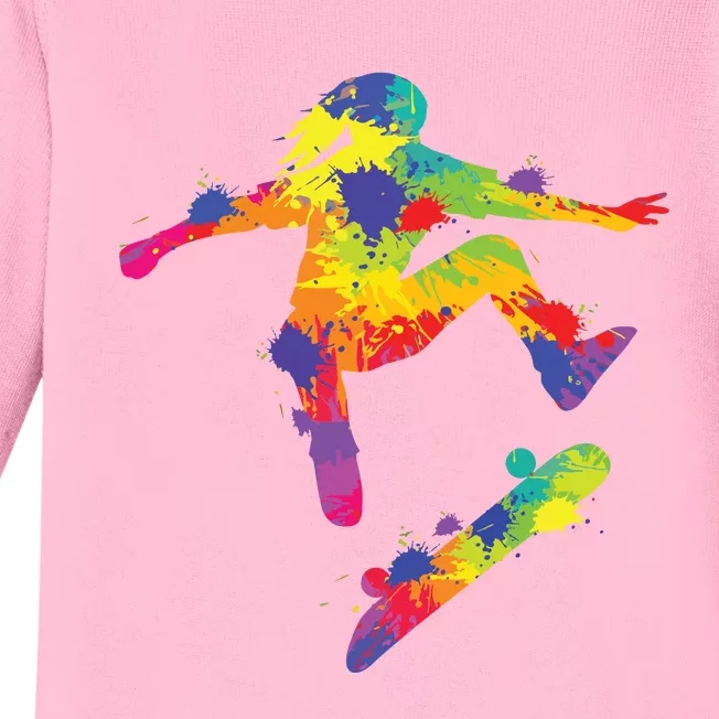 Skater Girl Skateboard Skateboarder Girl Baby Long Sleeve Bodysuit