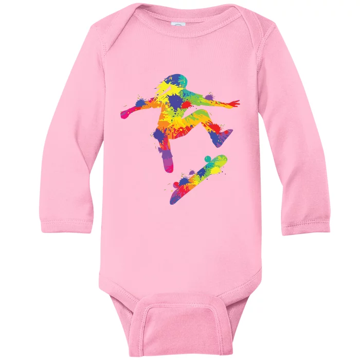 Skater Girl Skateboard Skateboarder Girl Baby Long Sleeve Bodysuit