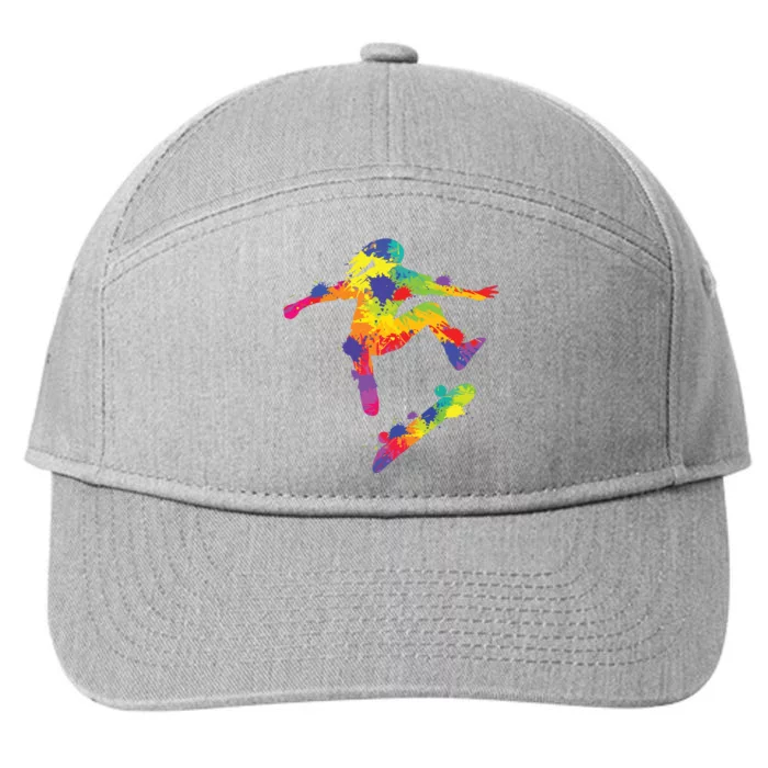 Skater Girl Skateboard Skateboarder Girl 7-Panel Snapback Hat