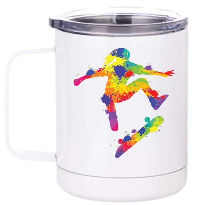 Skater Girl Skateboard Skateboarder Girl Front & Back 12oz Stainless Steel Tumbler Cup