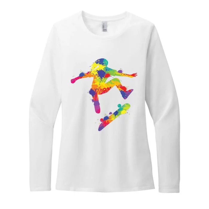 Skater Girl Skateboard Skateboarder Girl Womens CVC Long Sleeve Shirt