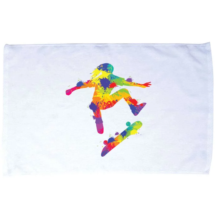 Skater Girl Skateboard Skateboarder Girl Microfiber Hand Towel