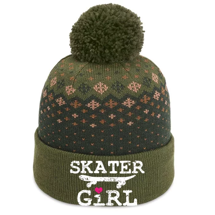 Skater Girl Skateboard Skateboarding The Baniff Cuffed Pom Beanie