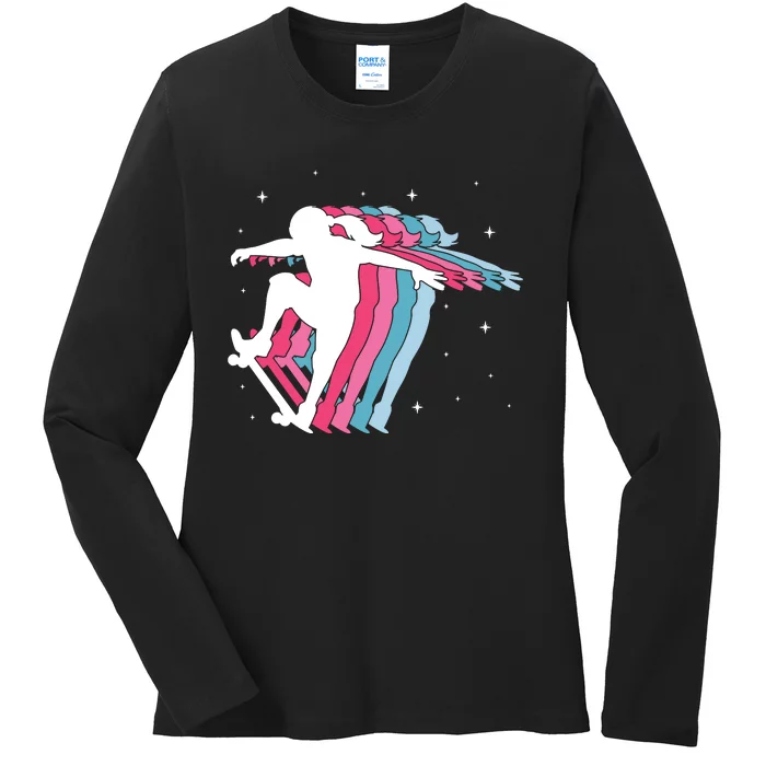 Skater Girl Skateboarder Skateboarding Gift Ladies Long Sleeve Shirt