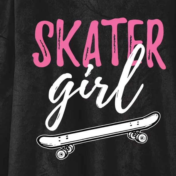 Skater Girl Skateboarding Skateboard Gift Hooded Wearable Blanket