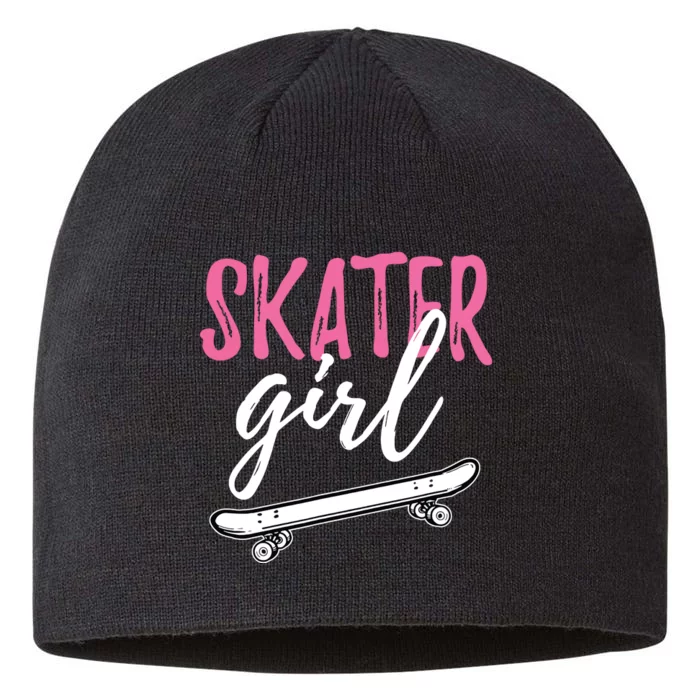 Skater Girl Skateboarding Skateboard Gift 8 1/2in Sustainable Knit Beanie