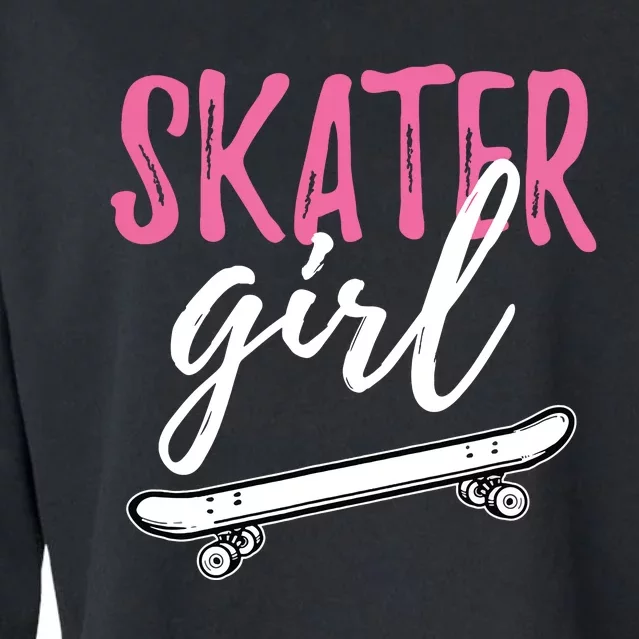 Skater Girl Skateboarding Skateboard Gift Cropped Pullover Crew