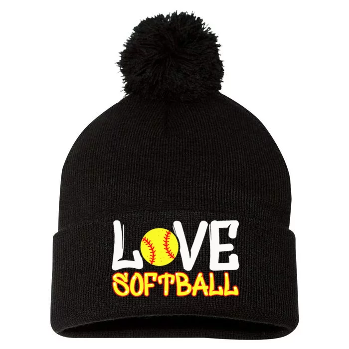 Softball Graphic Saying Pom Pom 12in Knit Beanie