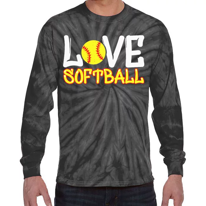 Softball Graphic Saying Tie-Dye Long Sleeve Shirt