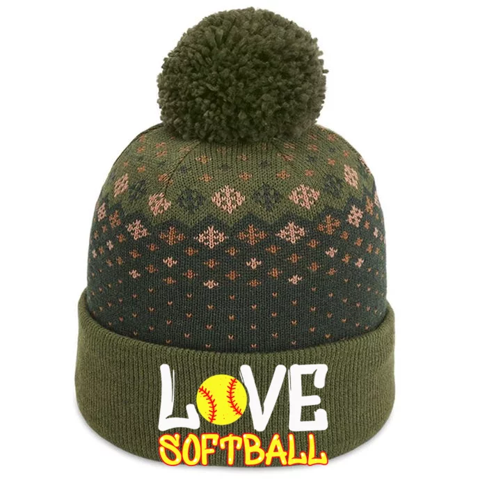 Softball Graphic Saying The Baniff Cuffed Pom Beanie