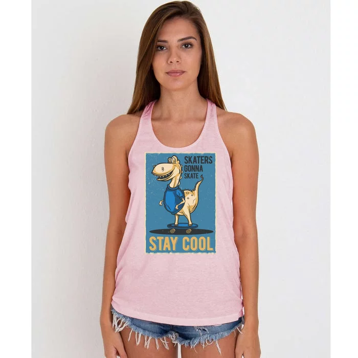 Skaters Gonna Skate Stay Cool Women's Knotted Racerback Tank