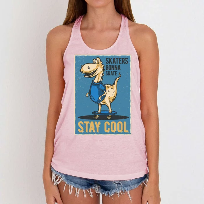 Skaters Gonna Skate Stay Cool Women's Knotted Racerback Tank