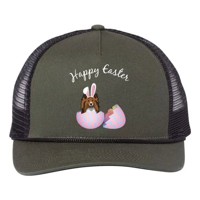 Sheltie Gift Sheltie Easter Happy Easter Funny Sheltie Mom Gift Retro Rope Trucker Hat Cap