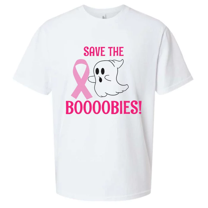 Spooky Ghost Save The Boobies Breast Cancer Awareness Sueded Cloud Jersey T-Shirt