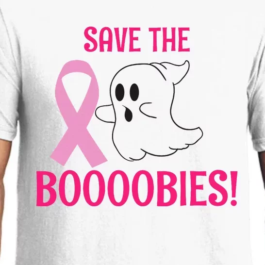 Spooky Ghost Save The Boobies Breast Cancer Awareness Pajama Set