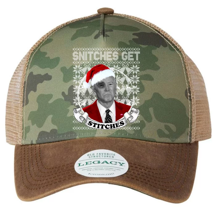 Snitches Get Stitches Funny Biden Elf Ugly Christmas Legacy Tie Dye Trucker Hat