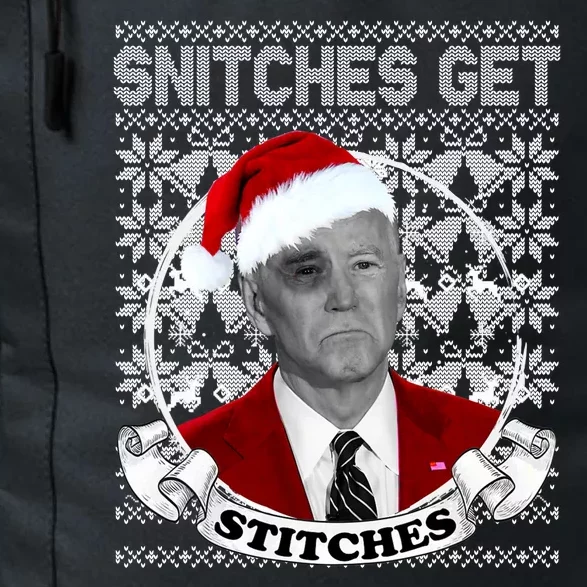 Snitches Get Stitches Funny Biden Elf Ugly Christmas Daily Commute Backpack