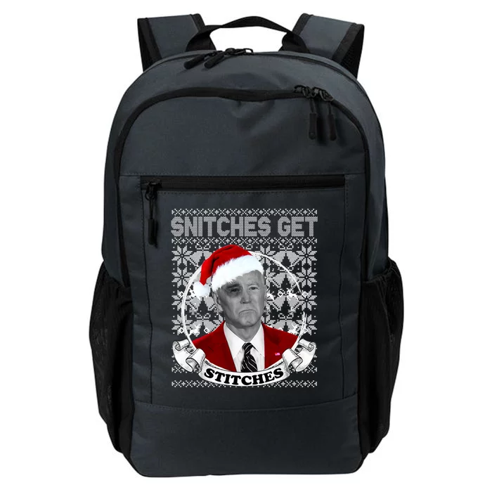 Snitches Get Stitches Funny Biden Elf Ugly Christmas Daily Commute Backpack