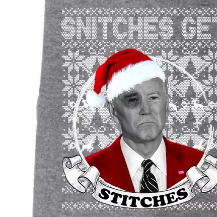 Snitches Get Stitches Funny Biden Elf Ugly Christmas Doggie 3-End Fleece Hoodie