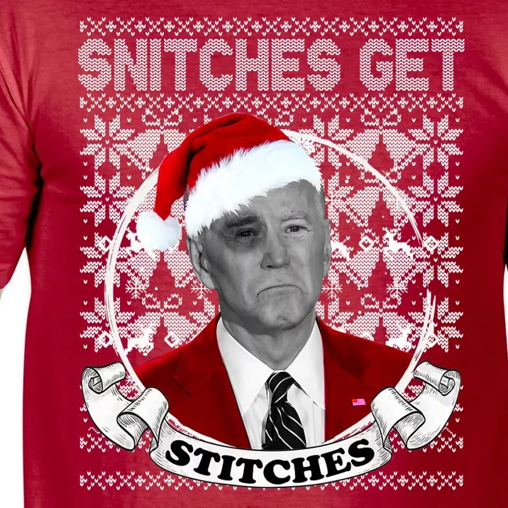 Snitches Get Stitches Funny Biden Elf Ugly Christmas Comfort Colors T-Shirt