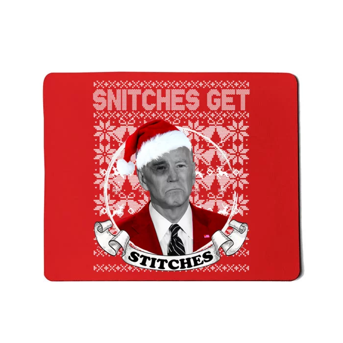 Snitches Get Stitches Funny Biden Elf Ugly Christmas Mousepad