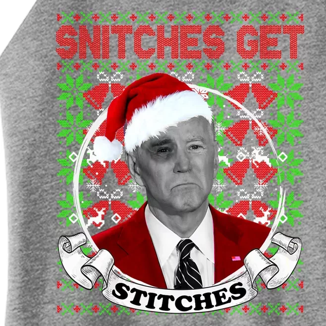 Snitches Get Stitches Funny Biden Elf Ugly Christmas Women’s Perfect Tri Rocker Tank