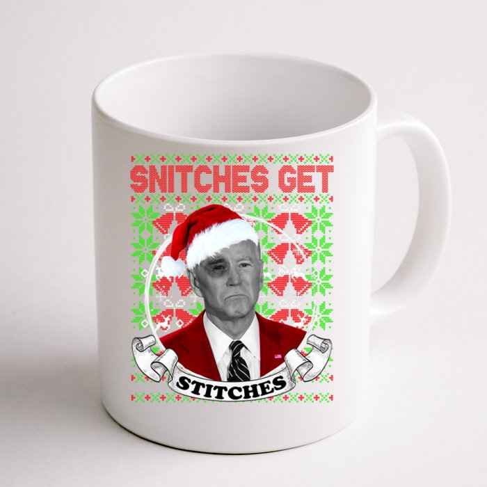 Snitches Get Stitches Funny Biden Elf Ugly Christmas Front & Back Coffee Mug