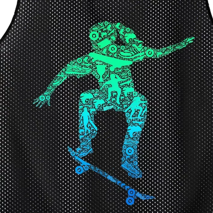 Skater Girl Skateboarder Girl Skateboarding Mesh Reversible Basketball Jersey Tank