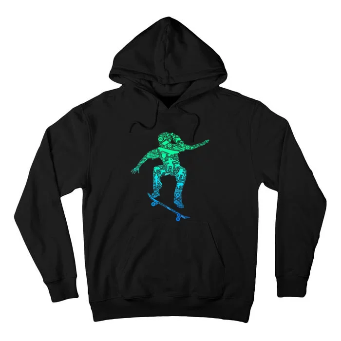 Skater Girl Skateboarder Girl Skateboarding Tall Hoodie