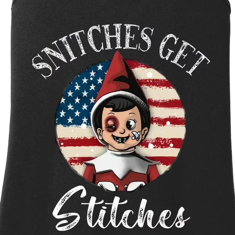 Snitches Get Stitches Funny US Flag Christmas Ladies Essential Tank