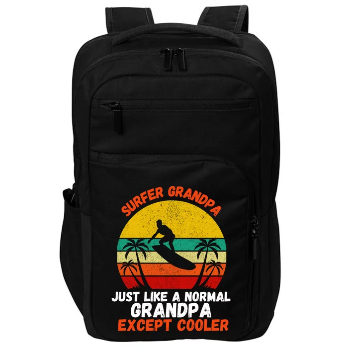 Surfer Grandpa Surf Grandfather Surfing Fathers Day Surfers Meaningful Gift Impact Tech Backpack