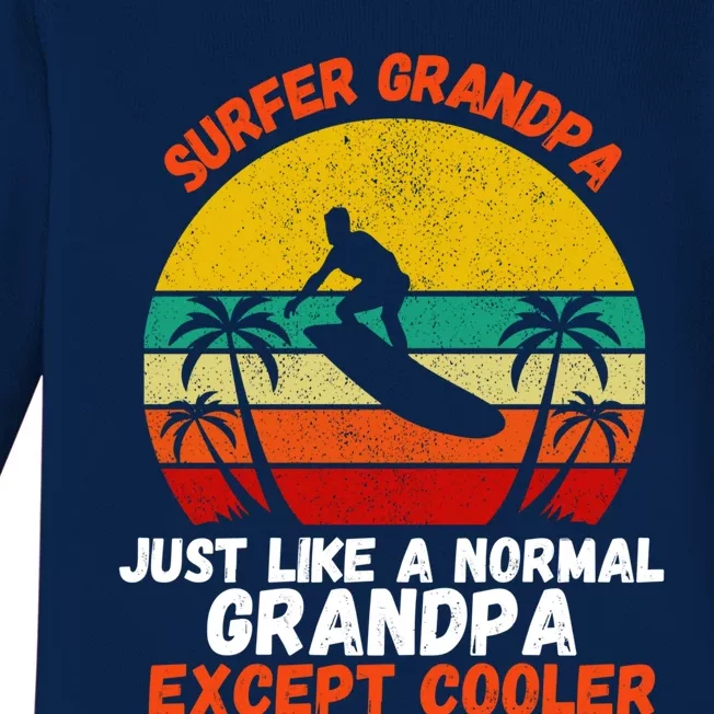 Surfer Grandpa Surf Grandfather Surfing Fathers Day Surfers Meaningful Gift Baby Long Sleeve Bodysuit