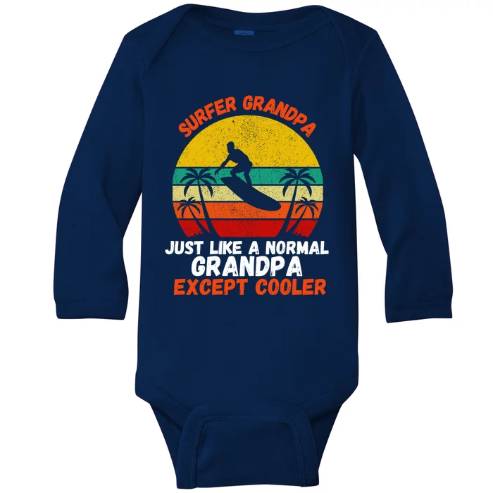 Surfer Grandpa Surf Grandfather Surfing Fathers Day Surfers Meaningful Gift Baby Long Sleeve Bodysuit