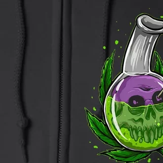 Stoner Gift Smoking Weed Leaf & Skull Marijuana Full Zip Hoodie