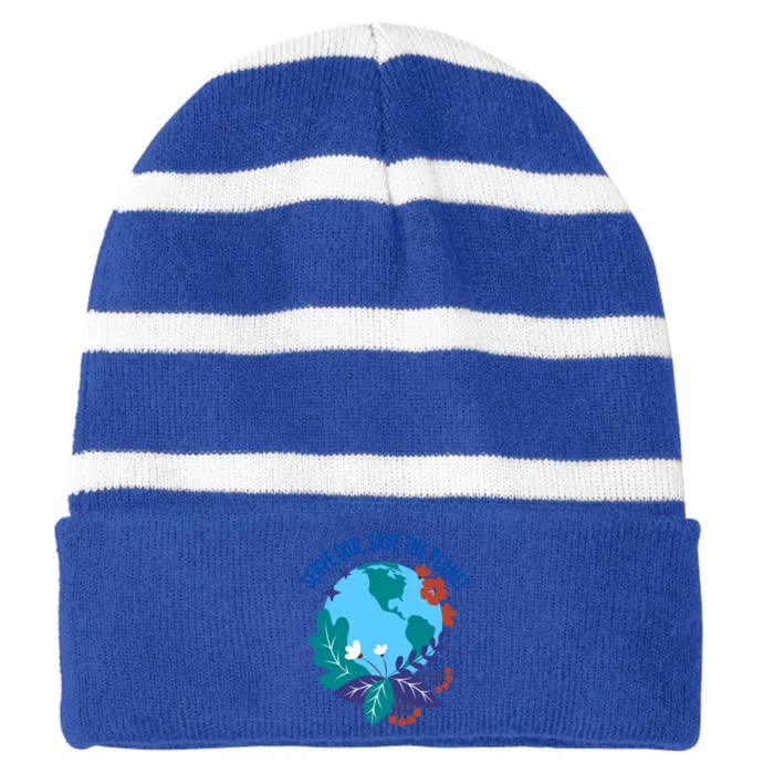 Serve God Save The Planet Gift Striped Beanie with Solid Band