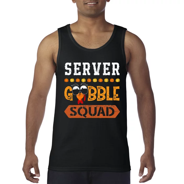 Server Gobble Squad Turkey Thanksgiving Waiter Tank Top