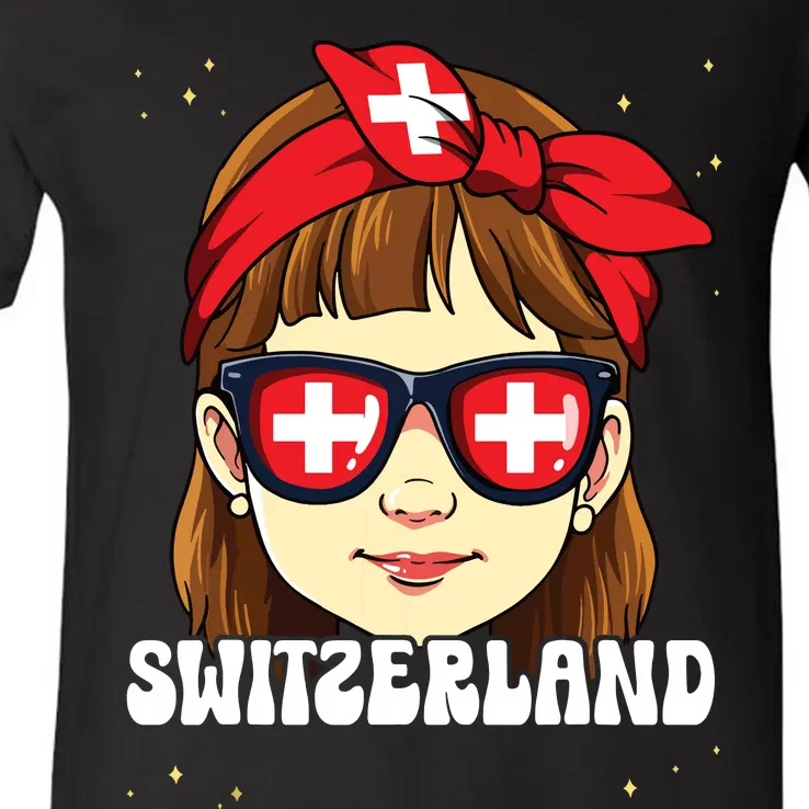 Swiss Girl Switzerland V-Neck T-Shirt