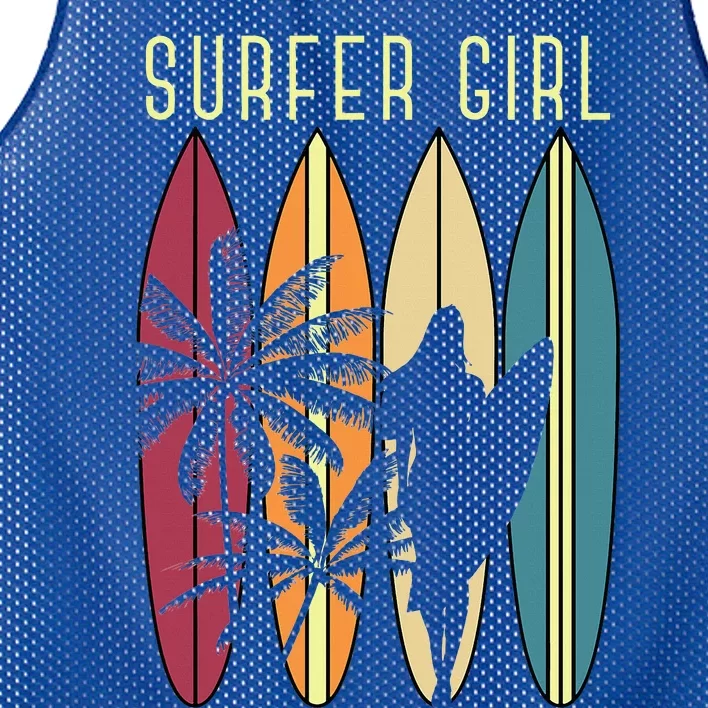 Surfer Girl Surfboard Surfing Women Surf Ocean Surfing Mesh Reversible Basketball Jersey Tank