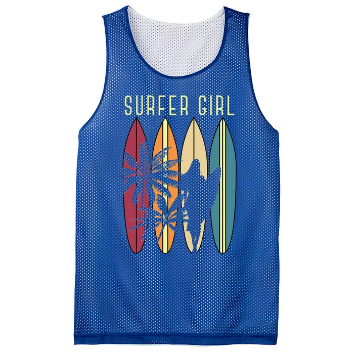 Surfer Girl Surfboard Surfing Women Surf Ocean Surfing Mesh Reversible Basketball Jersey Tank