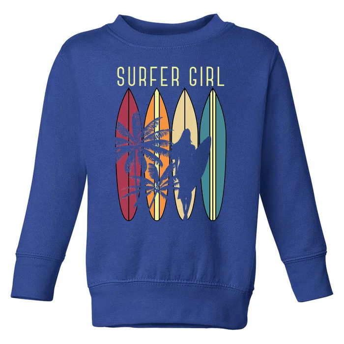 Surfer Girl Surfboard Surfing Women Surf Ocean Surfing Toddler Sweatshirt