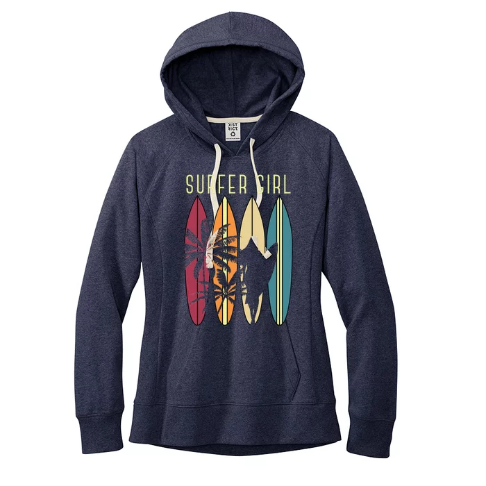 Surfer Girl Surfboard Surfing Women Surf Ocean Surfing Women's Fleece Hoodie