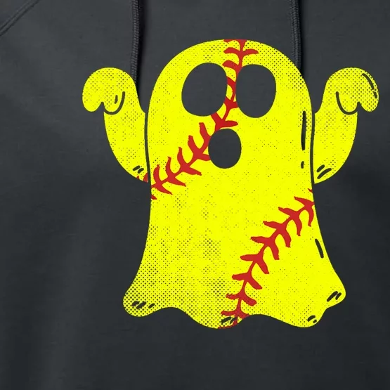 Softball Ghost Softball Lover Halloween Costume Performance Fleece Hoodie